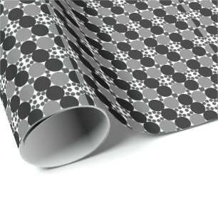 Papel De Regalo Círculos monocromos: abstracto negro blanco y gris