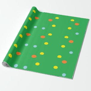 Papel De Regalo círculos multicolor sobre verde
