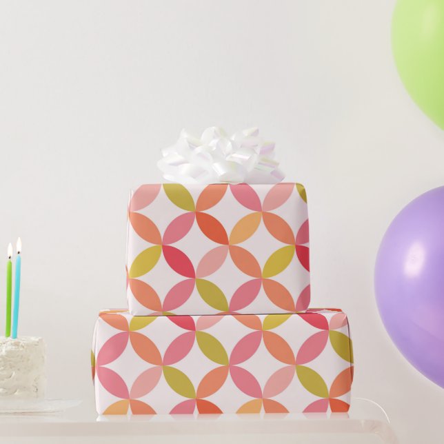 Papel De Regalo Círculos Naranjas rojos modernos de mediados del s (Regalos de fiesta)