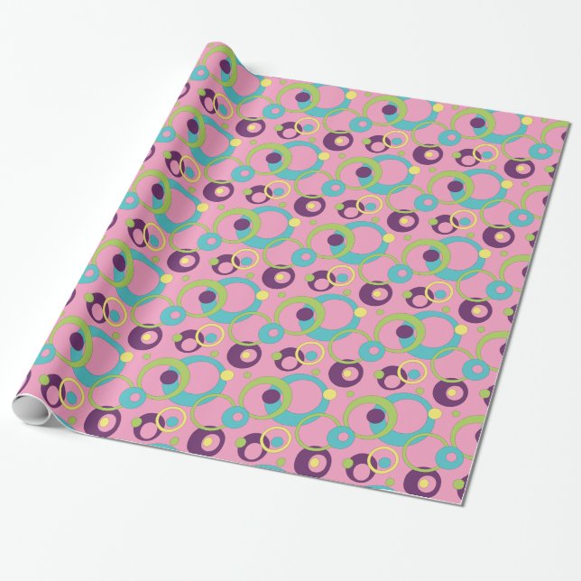 Papel de regalo Círculos Rosas Funky (Desenrollado)