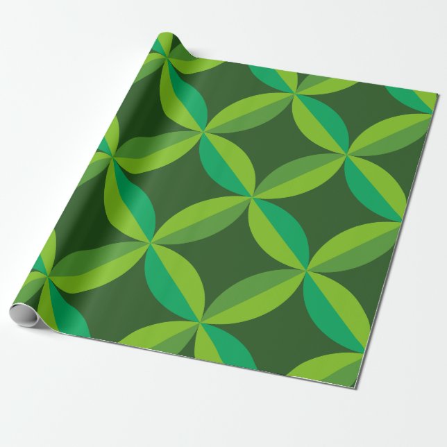 Papel De Regalo Círculos verdes de la pluma geométrica de mediados (Desenrollado)