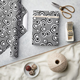 Papel De Regalo Círculos y puntos redondos en blanco y negro artís