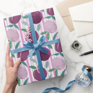 Papel De Regalo Ciruelas y rayas dibujadas a mano maximalistas