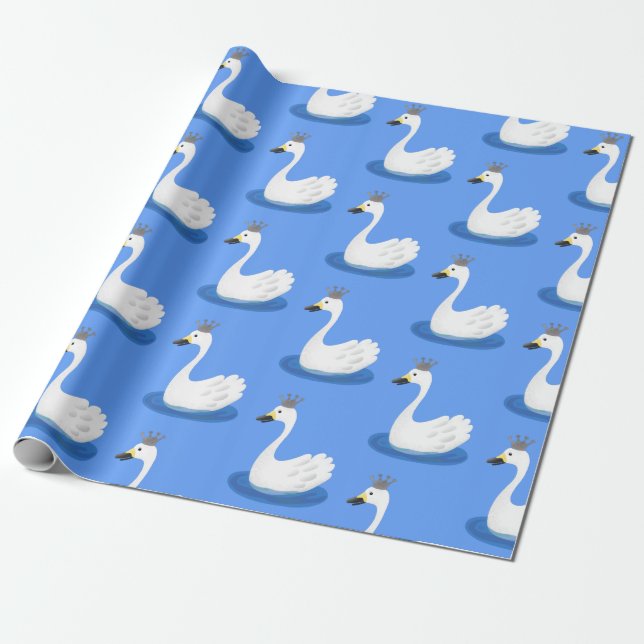 Papel De Regalo Cisne blanco con personalizado de la corona (Desenrollado)