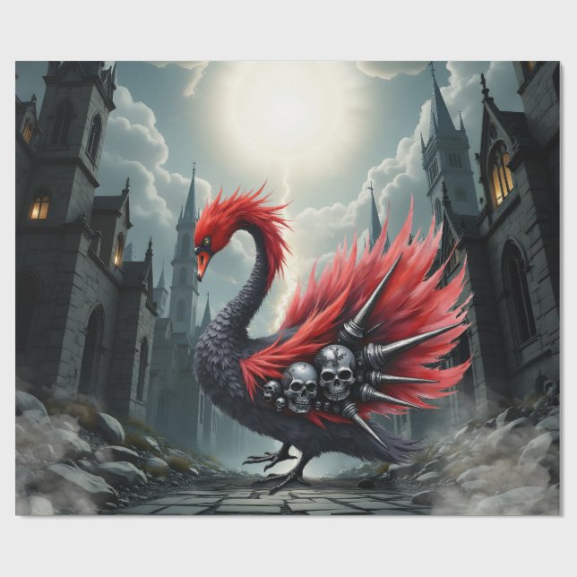 Papel De Regalo Cisne Catedral Carmesí. (Superficie plana)