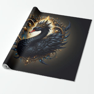 Papel De Regalo Cisne de Obsidiana de Silenciosa Gracia – Fantasía