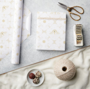 Papel De Regalo Cisnes blancas y de oro con amor obsequio de quatr