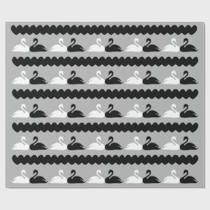 Papel De Regalo Cisnes blancos y negros con los corazones