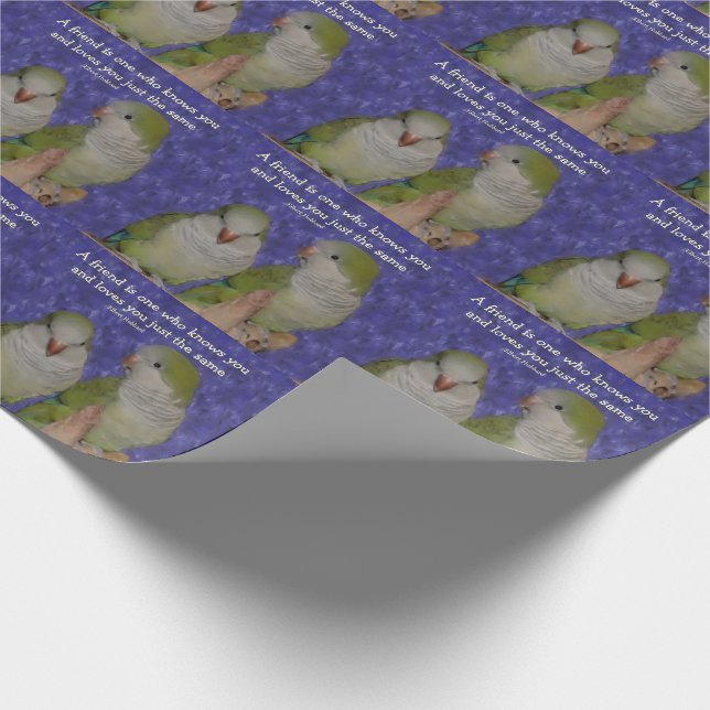 Papel De Regalo Cita de amistad de pares de loro de Quaker (Esquina)