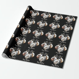 Papel De Regalo Cita de Navidades negros y dorados de caballos