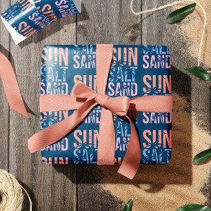 Papel De Regalo Cita de verano de arena salada de sol azul