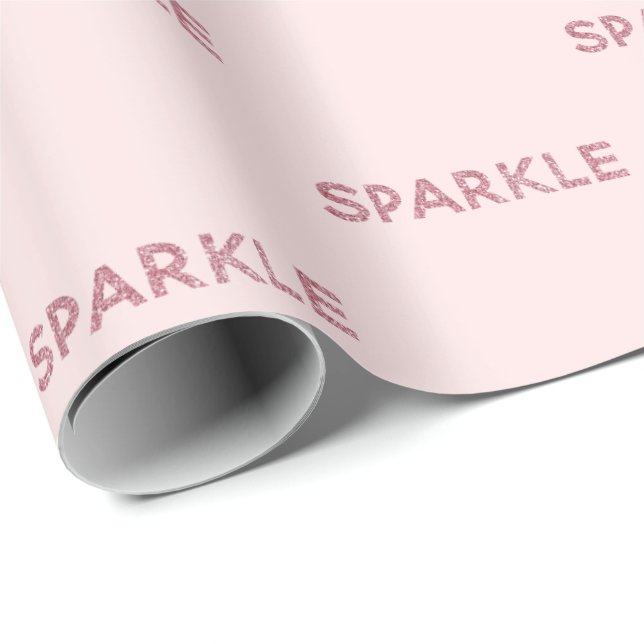 Papel De Regalo Cita del Purpurina Girly Rubor Pink Sparkle (Esquina del rollo)