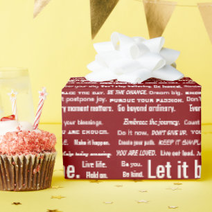Papel De Regalo Citas Inspiradoras Cortas en Rojo