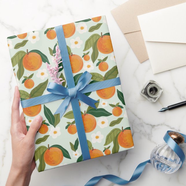 Papel De Regalo Cítrico de flores naranja (Subido por el creador)