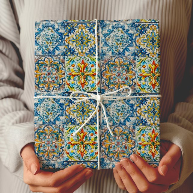 Papel De Regalo cítricos de azulejos azules florales italianos de  (Subido por el creador)
