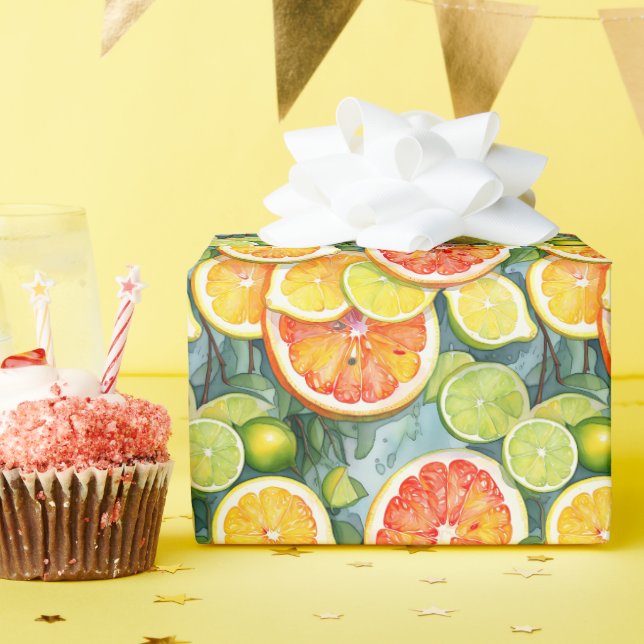 Papel De Regalo Cítricos de pomelo, lémones, extremidades y Naranj (Fiesta de cumpleaños )