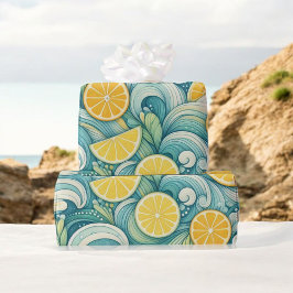 Papel De Regalo Cítricos Primavera de verano de agua limón