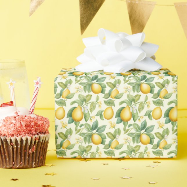 Papel De Regalo Citrus de flores de limón mediterráneo (Fiesta de cumpleaños )