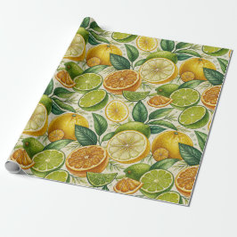 Papel De Regalo Citrus Fruit Medley Summer Gift Wrap