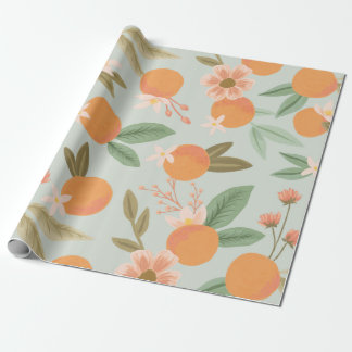 Papel De Regalo Citrus Tropical Floral Mint Green