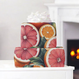 Papel De Regalo Citrus Watercolor Naranja Fruta Verano Botánico