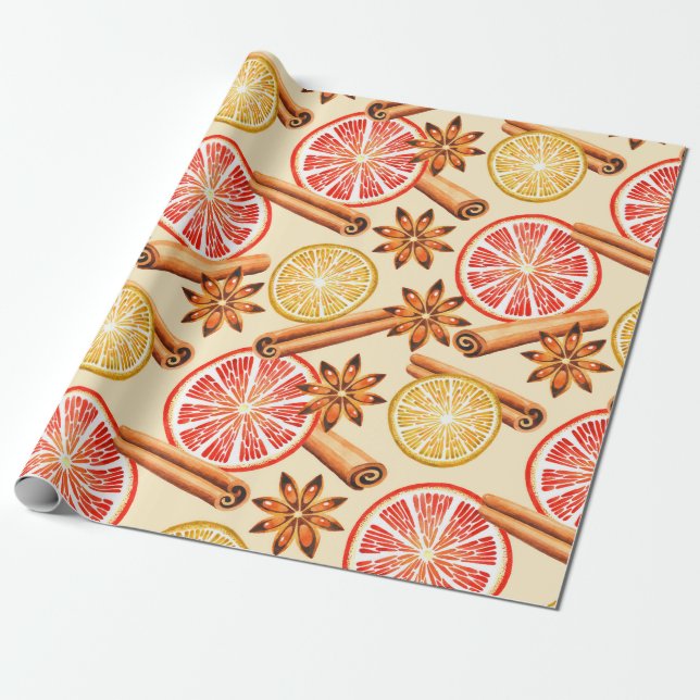 Papel De Regalo Citrus y Spice Merry Christmas (Desenrollado)
