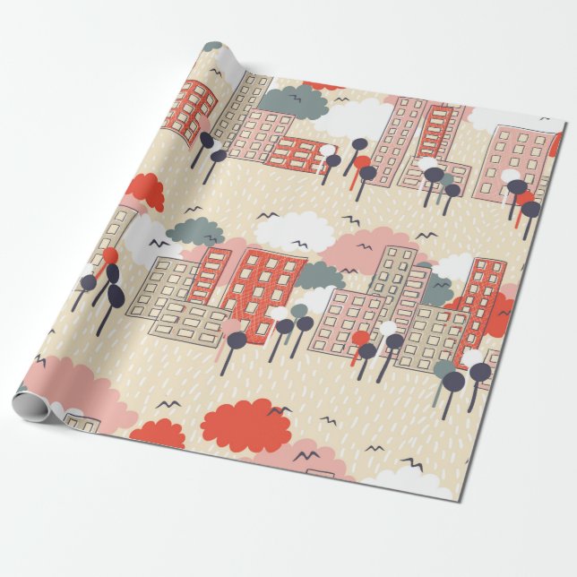 Papel De Regalo City seamless pattern (Desenrollado)