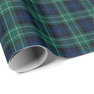 Papel De Regalo Clan Abercrombie Tartan Green y Blue Plaid