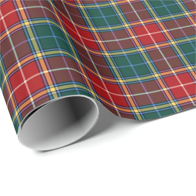 Papel De Regalo Clan Baxter Tartán Tartán rojo y verde oscuro (Esquina del rollo)