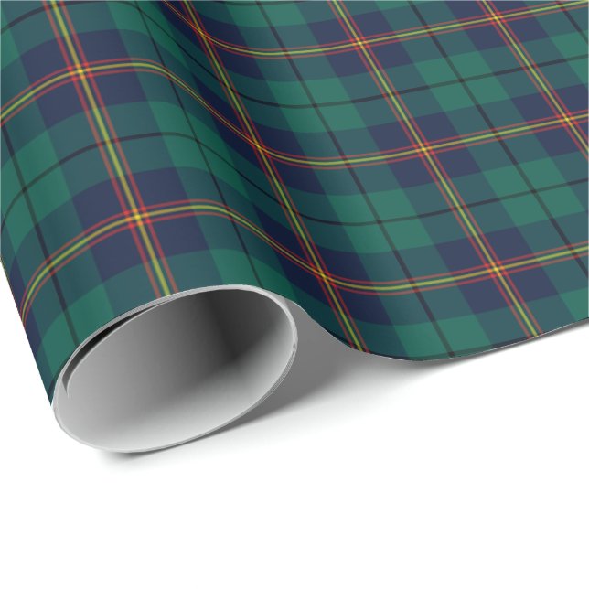 Papel De Regalo Clan Carmichael Tartan Dark Green Plaid (Esquina del rollo)