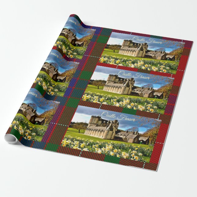 Papel De Regalo Clan escocés Fraser Castle Tartan Wrapping Paper (Desenrollado)