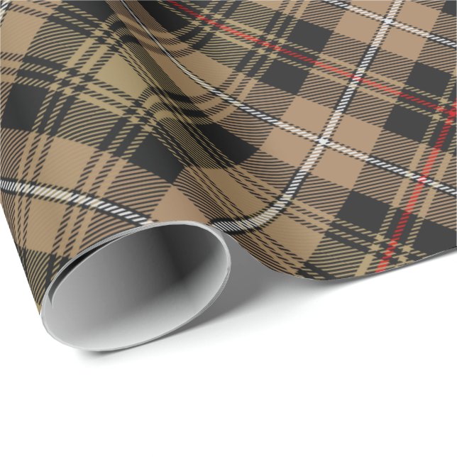 Papel De Regalo Clan MacKenzie Hunting Brown Tartan Wrapping Paper (Esquina del rollo)