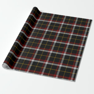 Papel De Regalo Clan negro tartán blanco