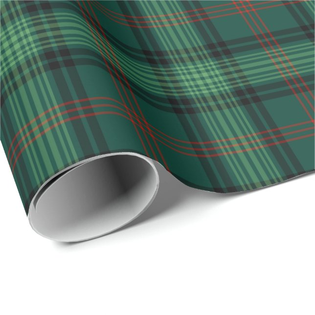 Papel De Regalo Clan Ross Hunting Tartan Green Plaid (Esquina del rollo)
