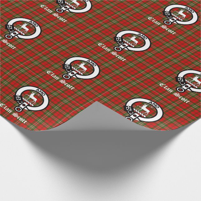 Papel De Regalo Clan Scott Escudo Badge & Tartan (Esquina)