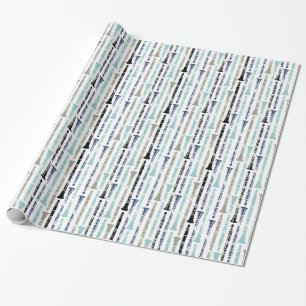 Papel De Regalo Clarinets Grunge - Azul y gris