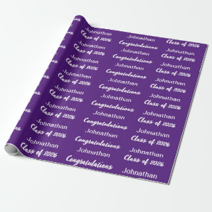 Papel De Regalo Clase de 2026 Púrpura Nombre del Graduado Felicida
