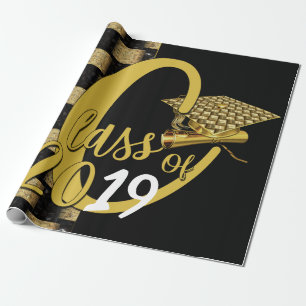 Papel De Regalo Clase De Graduación De Oro Y Negro Conseguido