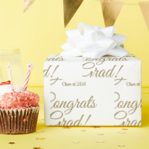 Papel De Regalo Clase de guión de personalizado de oro blanco grad