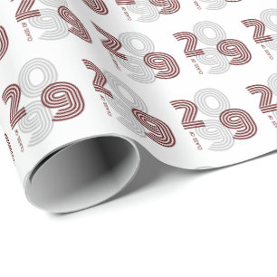 Papel De Regalo Clase de Números Grandes Retro Granate