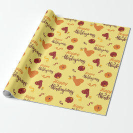 Papel De Regalo Clásica calabaza de Acción de Gracias Luz Amarilla