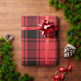 Papel De Regalo Clásica elegancia Rojo y Negro Tartán vacaciones
