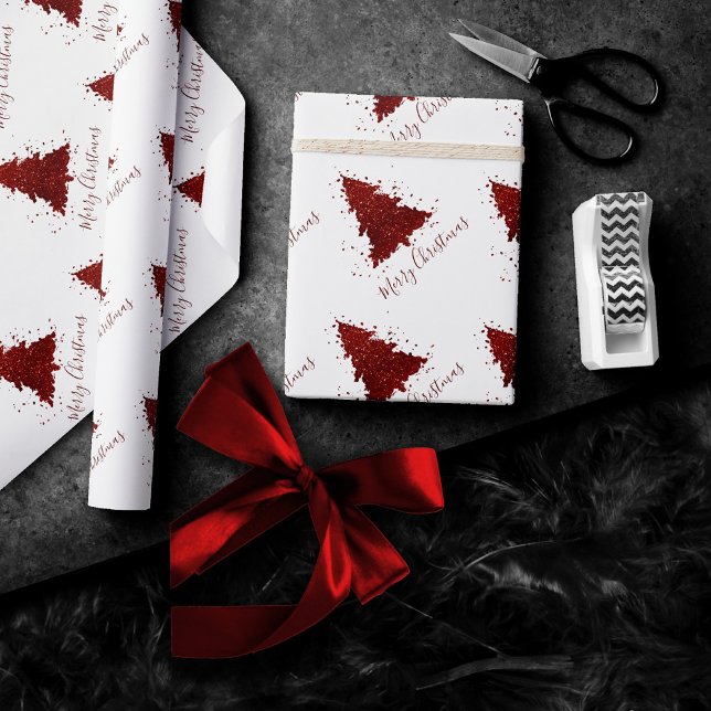 Papel De Regalo Clásica Navidad | Rich Crimson Red Tree (Subido por el creador)