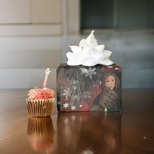 Papel De Regalo Clásica Pareja Vintage de Copos de Nieve Rojos