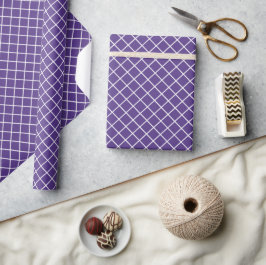 Papel De Regalo Clásica tela de cuadros lavanda púrpura y blanca