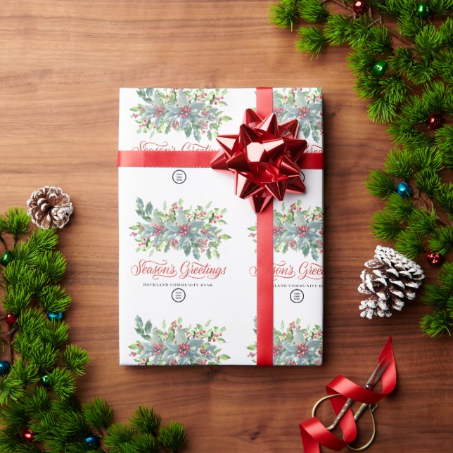 Papel De Regalo Clásicas bayas de acebo Navidades Fiesta Empresa (Regalo de vacaciones)