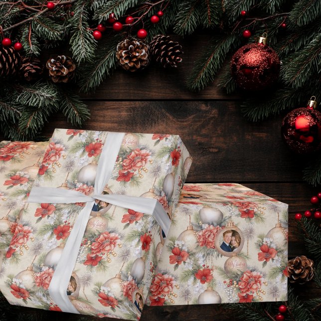 Papel De Regalo Clásico Círculo de nuestros primeros Navidades cas (Subido por el creador)