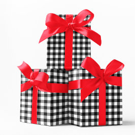 Papel De Regalo Clásico Cuadro Búfalo Blanco y Negro