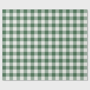 Papel De Regalo Clásico Cuadro de Gingham Verde Bosque