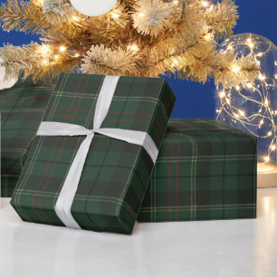 Papel De Regalo Clásico Cuadro de Navidad Verde Bosque